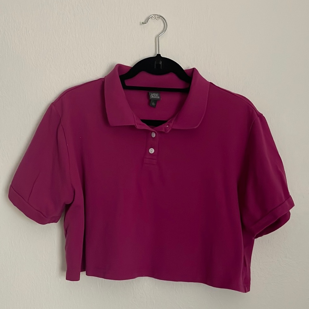 women’s cropped wild fable collared tee size L